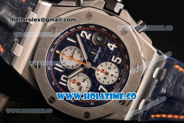 Audemars Piaget Royal Oak Offshore 2014 New Chrono Swiss Valjoux 7750 Automatic Steel Case with White Arabic Numeral Markers and Blue Dial (JF) - Click Image to Close